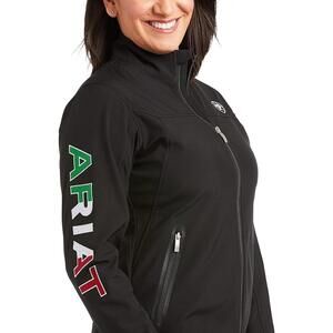 Ariat Women’s Team Logo Black Mexico Flag Softshell Jacket Small Cowgirl Rodeo